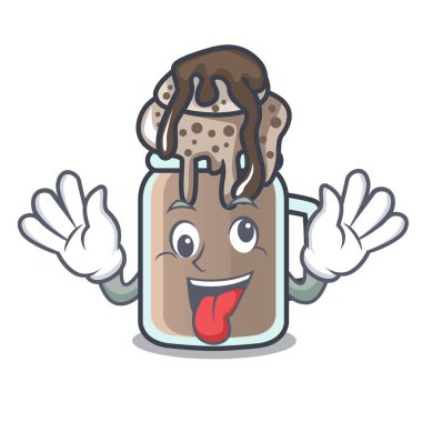Deli milkshake maskot karikatür tarzı vektör çizim