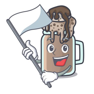 Bayrak milkshake maskot karikatür tarzı vektör çizim ile