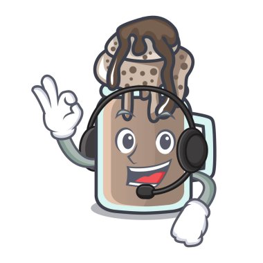 Kulaklık milkshake maskot karikatür tarzı vektör çizim ile