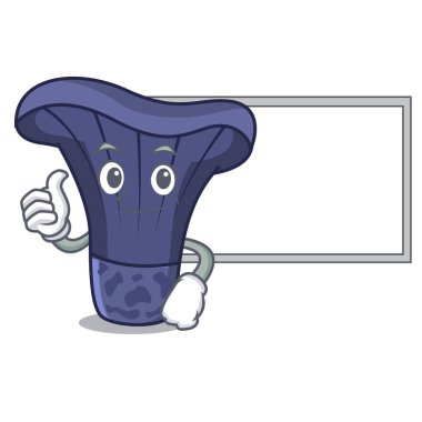 Başparmak yukarıya yönetim kurulu actarius Indigo mantar karakter karikatür vektör çizim ile