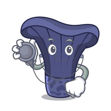 Doktor actarius Indigo mantar karakter karikatür vektör çizim