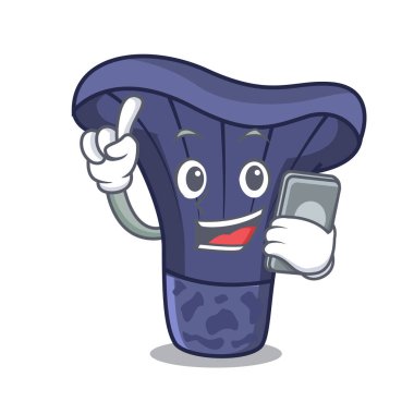 Telefon actarius Indigo mantar karakter karikatür vektör çizim ile