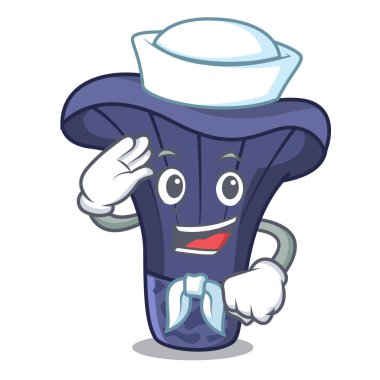 Denizci actarius Indigo mantar karakter karikatür vektör çizim