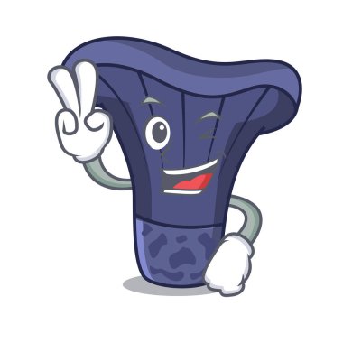 İki actarius Indigo mantar karakter karikatür vektör çizim parmak