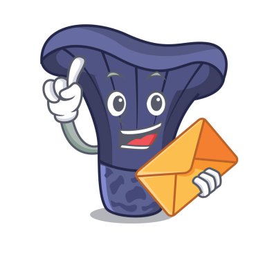 Zarf actarius Indigo mantar karakter karikatür vektör çizim ile