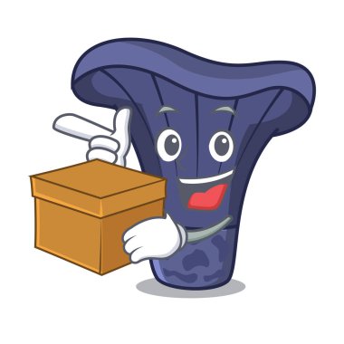 Kutusu actarius Indigo mantar karakter karikatür vektör çizim ile