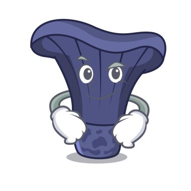 Smirking actarius Indigo mantar karakter karikatür vektör çizim