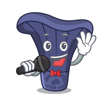 Şarkı actarius Indigo mantar maskot karikatür vektör çizim