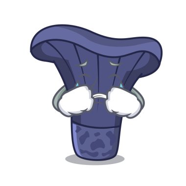 Actarius Indigo mantar maskot karikatür ağlıyor