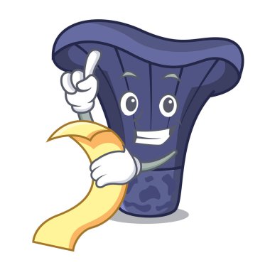 Menü actarius Indigo mantar maskot karikatür ile