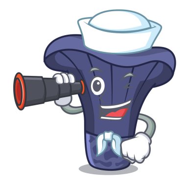 Denizci dürbün actarius Indigo mantar maskot karikatür ile