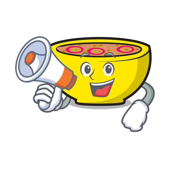 Megaphone Soup Union Character Cartoon Vector Illustration — Stock Vector