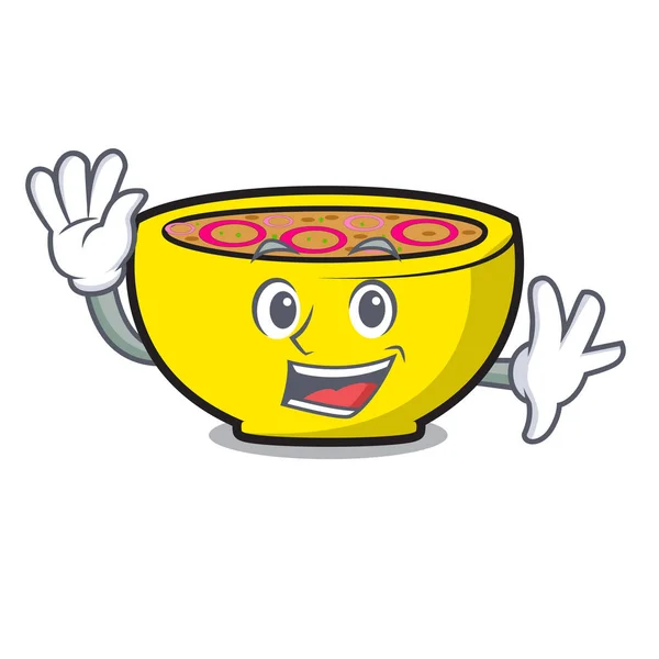 Waving Soup Union Character Cartoon Vector Illustration — Stock Vector