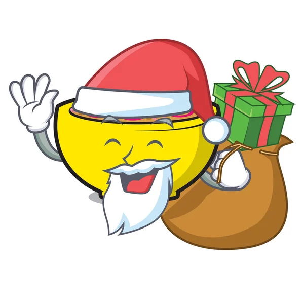 Noel Baba hediye çorba Birliği maskot karikatür vektör çizim ile