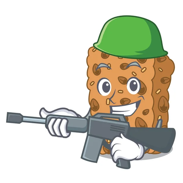 Στρατός Granola Μπαρ Χαρακτήρα Καρτούν Εικονογράφηση Φορέα — Διανυσματικό Αρχείο
