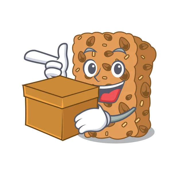 Con Caja Granola Barra Personaje Dibujos Animados Vector Ilustración — Vector de stock