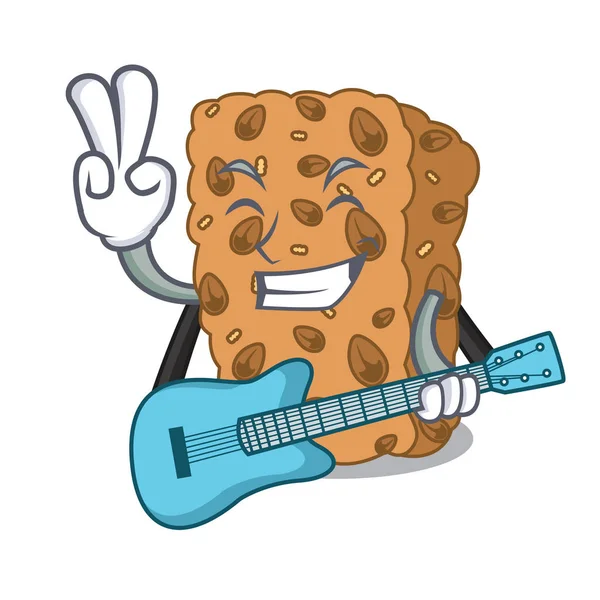 Gitar granola bar maskot karikatür vektör çizim ile