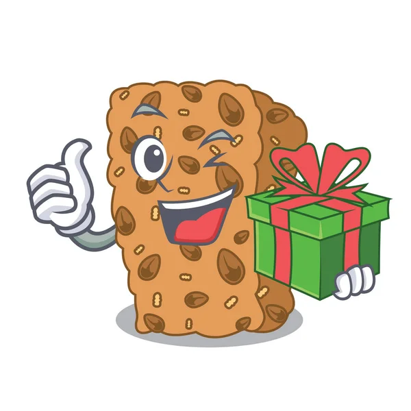 Hediye granola bar maskot karikatür vektör çizim ile