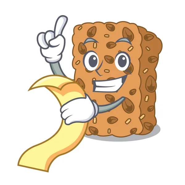 Menü granola bar maskot karikatür vektör çizim ile