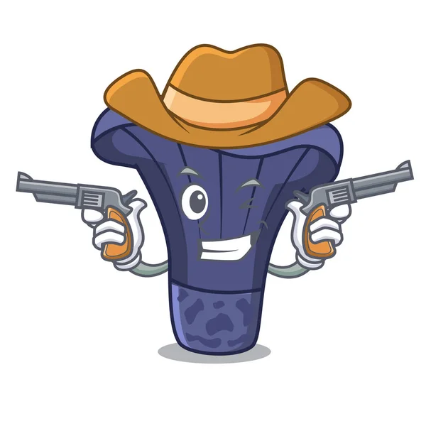 Cowboy Actarius Indigo Fungo Personaggio Cartone Animato Vettoriale Illustrazione — Vettoriale Stock