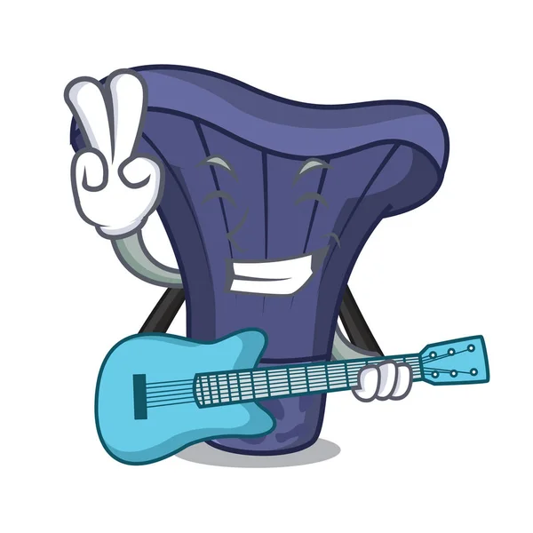 用吉他 actarius 靛蓝蘑菇吉祥物卡通 — 图库矢量图片