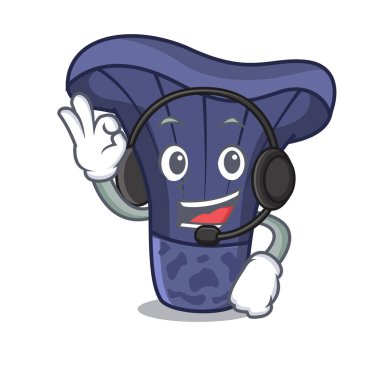 Kulaklık actarius Indigo mantar maskot karikatür ile