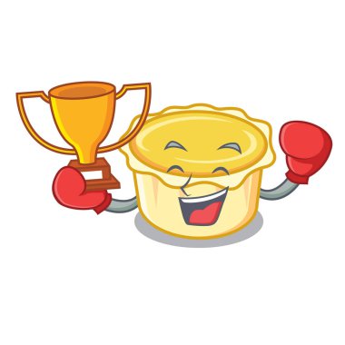 Kazanan yumurta tart maskot karikatür boks