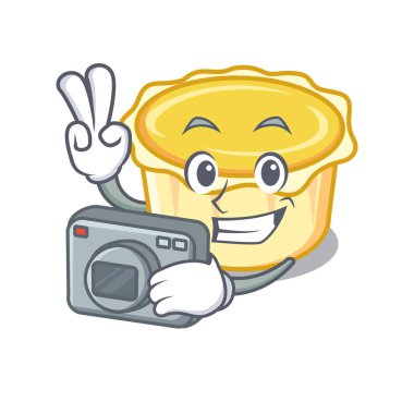 Fotoğrafçı yumurta tart maskot karikatür