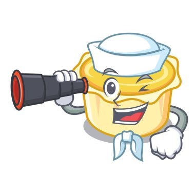 Denizci ile dürbün yumurta tart maskot karikatür