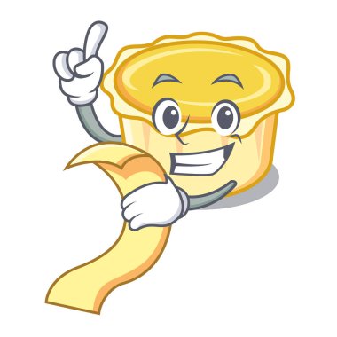 Menü yumurta tart maskot karikatür ile