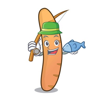 Baget maskot karikatür tarzı Balık tutma