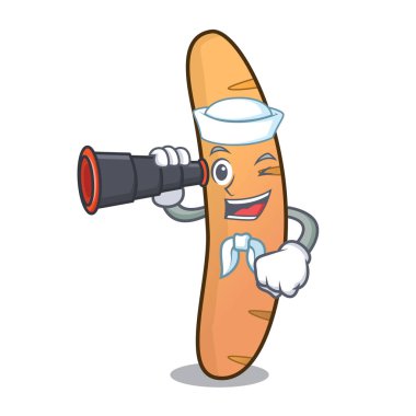 Denizci dürbün baget maskot karikatür tarzı ile