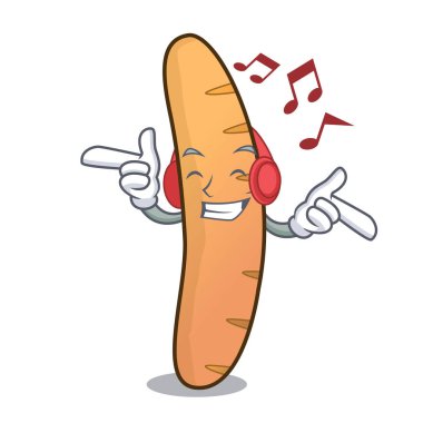 Dinleme müzik baget maskot karikatür tarzı