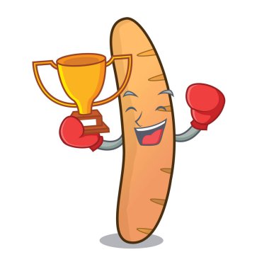 Boks şampiyonu baget maskot karikatür tarzı