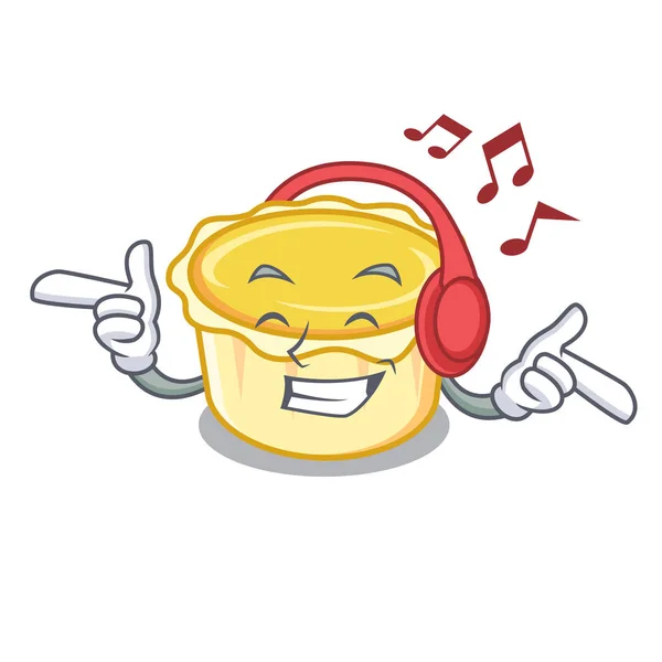 Écouter de la musiqueÉcouter de la musique oeuf tarte mascotte dessin animé — Image vectorielle