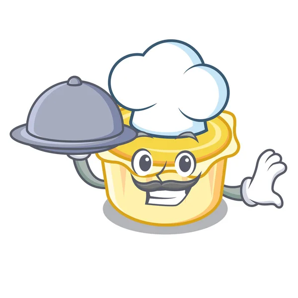Chef with food egg tart mascot cartoon — Stock Vector