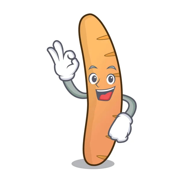 Ok baguete personagem estilo cartoon — Vetor de Stock