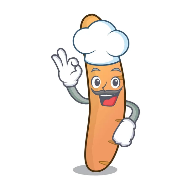 Chef baguette personaggio stile cartone animato — Vettoriale Stock