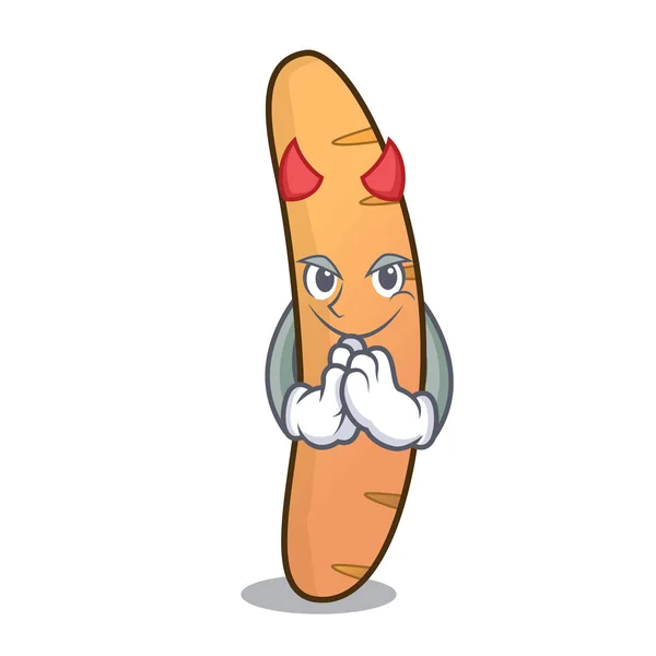 Diavolo baguette mascotte stile cartone animato — Vettoriale Stock