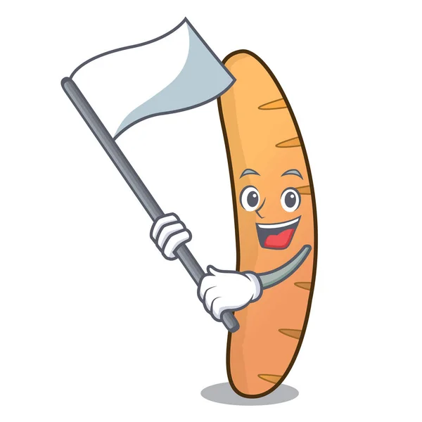 With flag baguette mascot cartoon style — Stock Vector