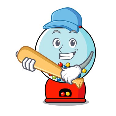 İskambil beyzbol sakız makinesi karakter karikatür vektör çizim