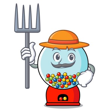 Çiftçi sakız makinesi karakter karikatür vektör çizim