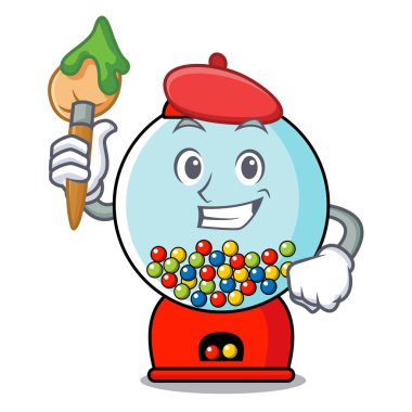 Sanatçı sakız makinesi karakter karikatür vektör çizim