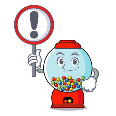 İşareti sakız makinesi karakter karikatür vektör çizim ile