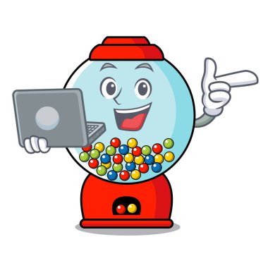 Dizüstü sakız makinesi karakter karikatür vektör çizim ile