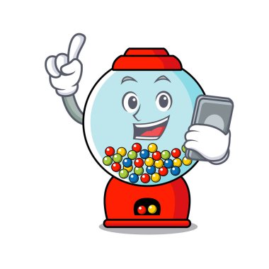 Telefon sakız makinesi karakter karikatür vektör çizim ile