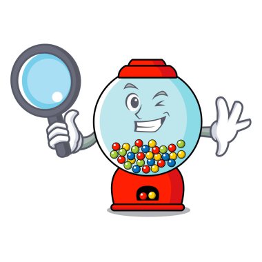 Dedektif sakız makinesi karakter karikatür vektör çizim