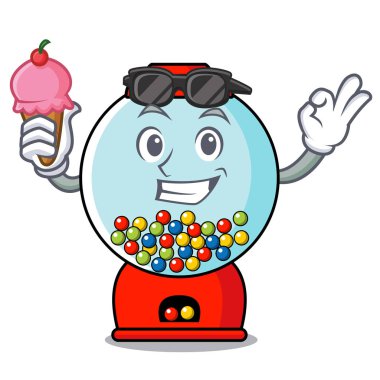 Dondurma sakız makinesi karakter karikatür vektör çizim ile