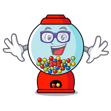 Geek sakız makinesi karakter karikatür vektör çizim
