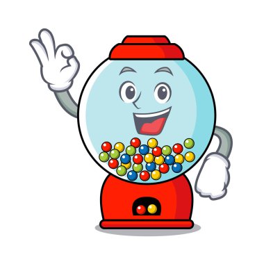 Sakız makinesi karakter karikatür vektör çizim Tamam